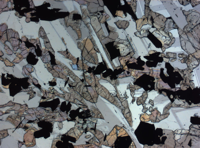Thin Section Photograph of Apollo 17 Sample 70017,223 in Plane-Polarized Light at 2.5x Magnification and 2.85 mm Field of View (View #71)