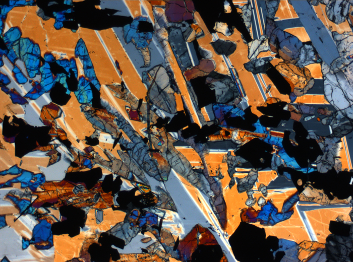 Thin Section Photograph of Apollo 17 Sample 70017,223 in Cross-Polarized Light at 2.5x Magnification and 2.85 mm Field of View (View #72)