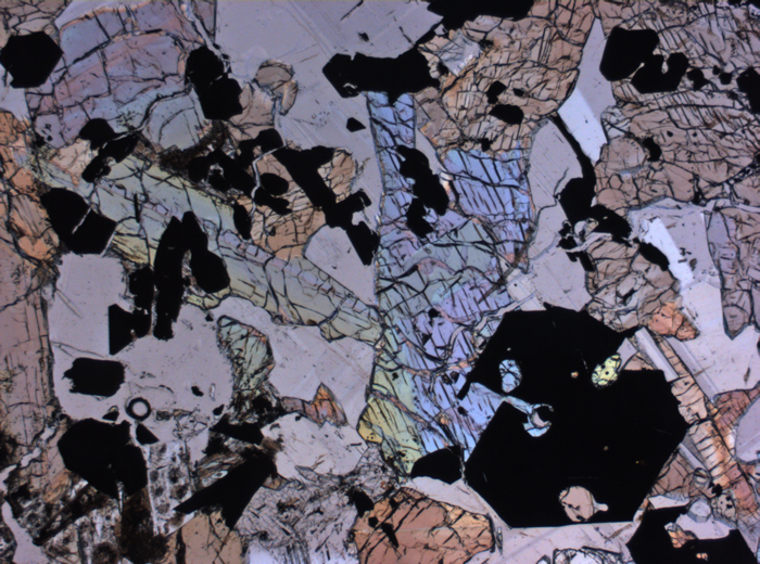 Thin Section Photograph of Apollo 17 Sample 70135,66 in Plane-Polarized Light at 2.5x Magnification and 2.85 mm Field of View (View #2)