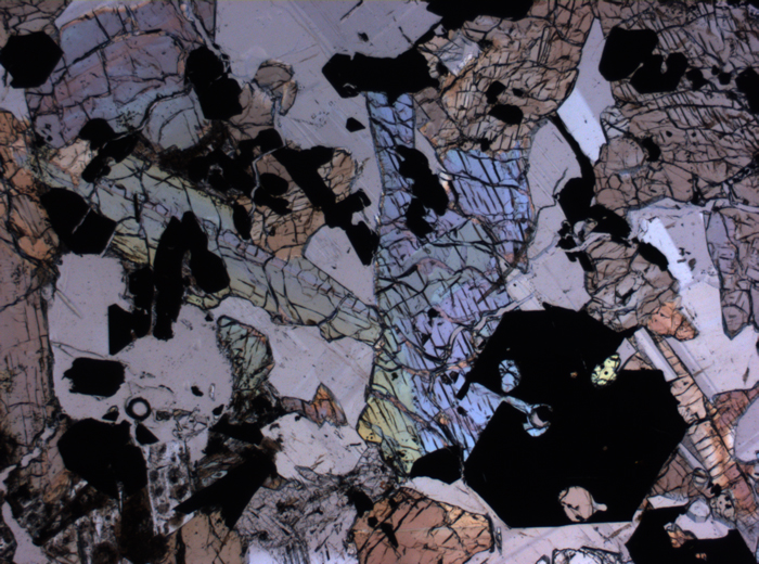 Thin Section Photograph of Apollo 17 Sample 70135,66 in Plane-Polarized Light at 2.5x Magnification and 2.85 mm Field of View (View #2)