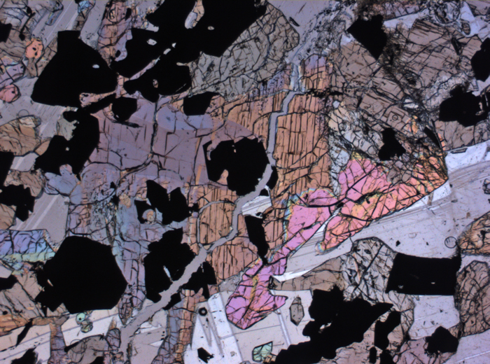 Thin Section Photograph of Apollo 17 Sample 70135,66 in Plane-Polarized Light at 2.5x Magnification and 2.85 mm Field of View (View #3)