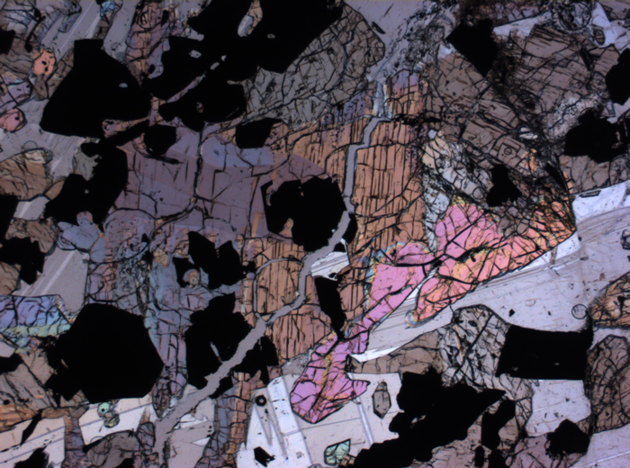 Thin Section Photograph of Apollo 17 Sample 70135,66 in Plane-Polarized Light at 2.5x Magnification and 2.85 mm Field of View (View #3)