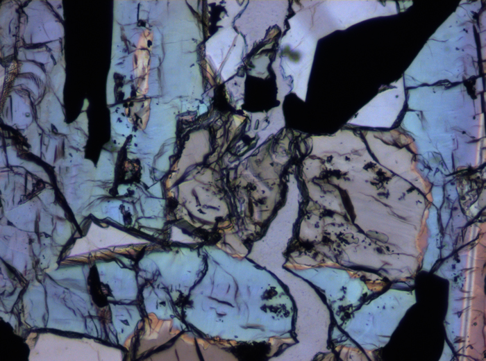 Thin Section Photograph of Apollo 17 Sample 70135,66 in Plane-Polarized Light at 10x Magnification and 0.7 mm Field of View (View #5)