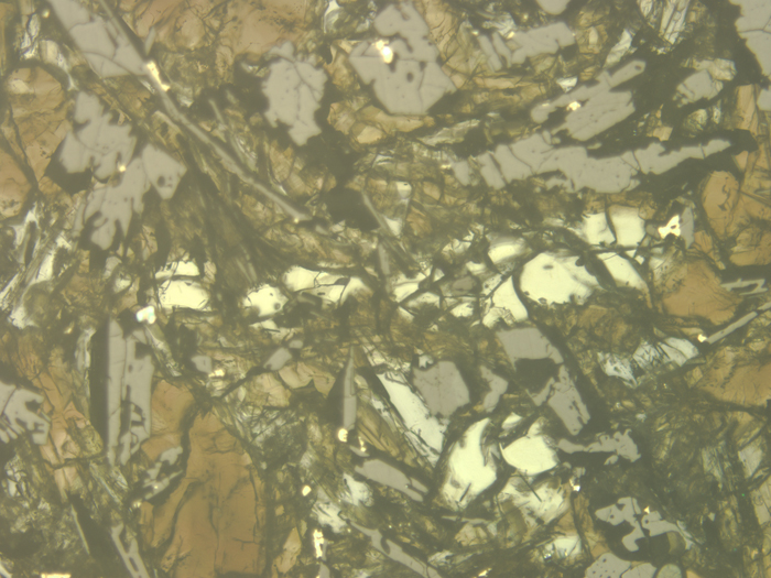 Thin Section Photograph of Apollo 17 Sample 70255,27 in Reflected Light at 10x Magnification and 1.15 mm Field of View (View #2)