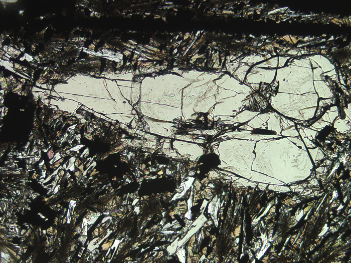 Thin Section Photograph of Apollo 17 Sample 70275,36 in Plane-Polarized Light at 5x Magnification and 2.3 mm Field of View (View #1)