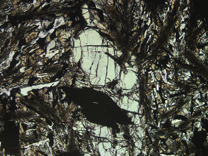 Thin Section Photograph of Apollo 17 Sample 70275,36 in Plane-Polarized Light at 5x Magnification and 2.3 mm Field of View (View #2)