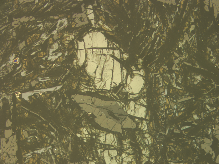Thin Section Photograph of Apollo 17 Sample 70275,36 in Reflected Light at 5x Magnification and 2.3 mm Field of View (View #2)