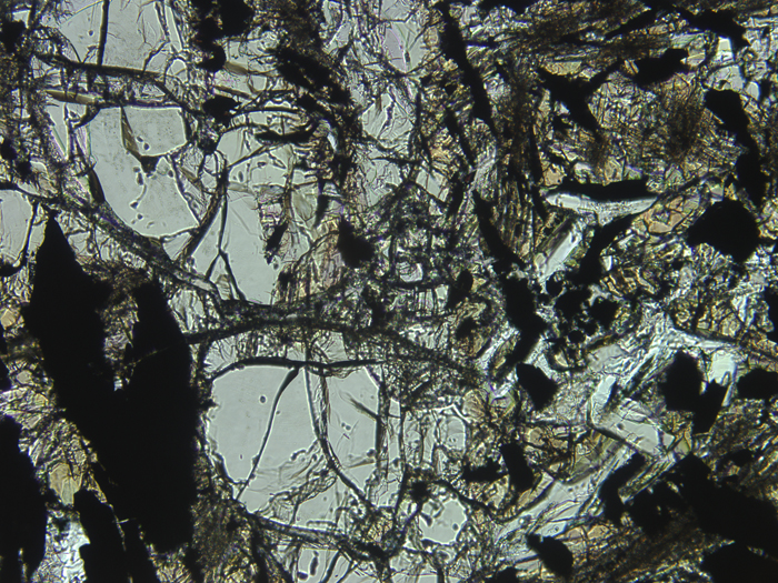 Thin Section Photograph of Apollo 17 Sample 70275,36 in Plane-Polarized Light at 10x Magnification and 1.15 mm Field of View (View #3)