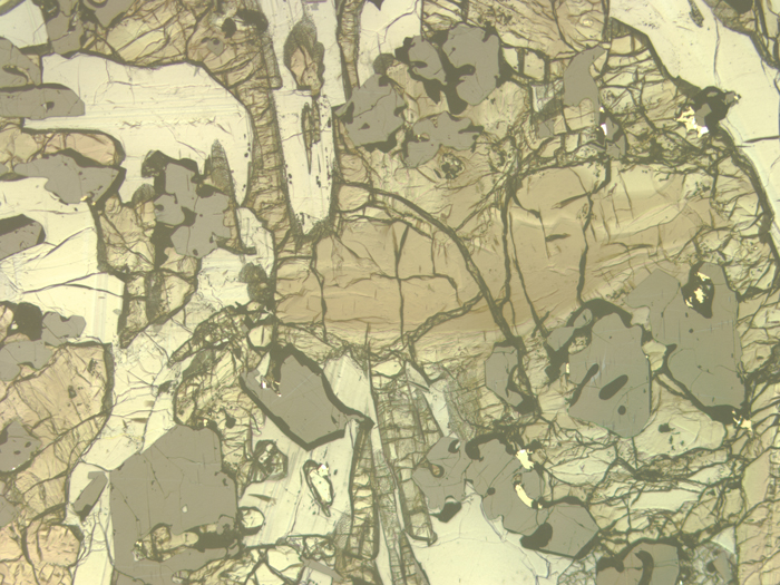 Thin Section Photograph of Apollo 17 Sample 70315,26 in Reflected Light at 5x Magnification and 2.3 mm Field of View (View #1)