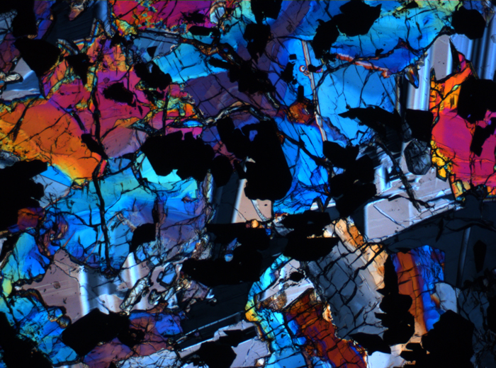 Thin Section Photograph of Apollo 17 Sample 70315,26 in Cross-Polarized Light at 2.5x Magnification and 2.85 mm Field of View (View #4)