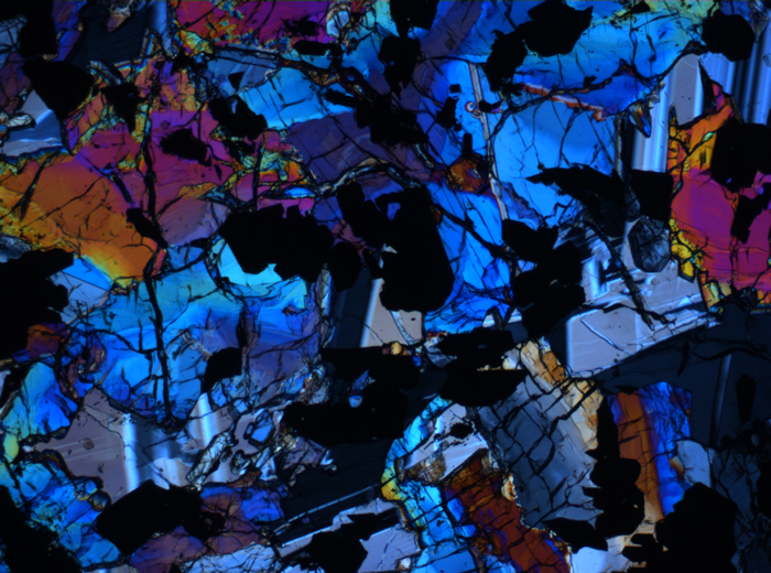 Thin Section Photograph of Apollo 17 Sample 70315,26 in Cross-Polarized Light at 2.5x Magnification and 2.85 mm Field of View (View #4)