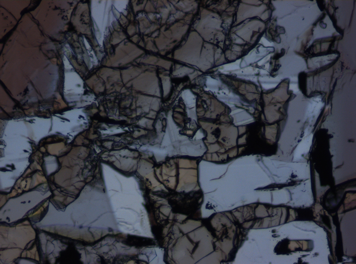 Thin Section Photograph of Apollo 17 Sample 71035,29 in Plane-Polarized Light at 10x Magnification and 1.15 mm Field of View (View #2)