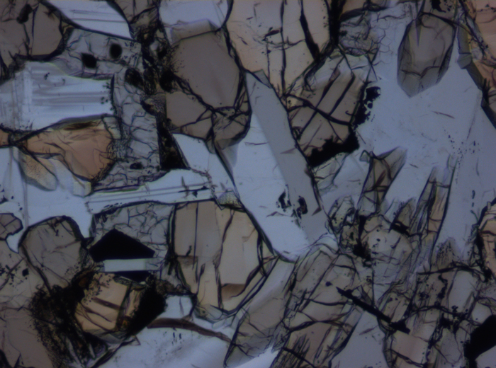 Thin Section Photograph of Apollo 17 Sample 71035,29 in Plane-Polarized Light at 10x Magnification and 1.15 mm Field of View (View #3)
