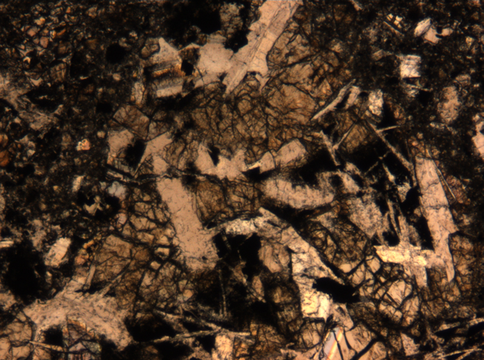 Thin Section Photograph of Apollo 17 Sample 72275,136 in Plane-Polarized Light at 5x Magnification and 1.4 mm Field of View (View #7)
