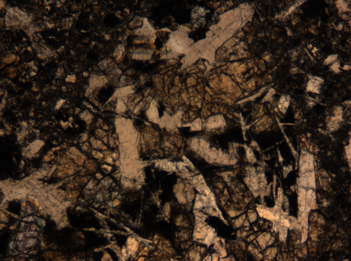 Thin Section Photograph of Apollo 17 Sample 72275,136 in Plane-Polarized Light at 5x Magnification and 1.4 mm Field of View (View #10)