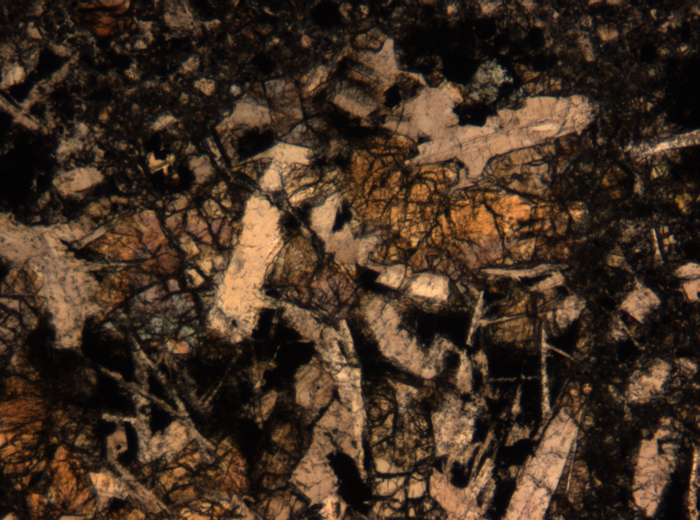 Thin Section Photograph of Apollo 17 Sample 72275,136 in Plane-Polarized Light at 5x Magnification and 1.4 mm Field of View (View #15)