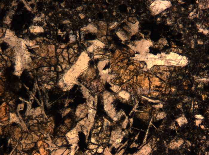 Thin Section Photograph of Apollo 17 Sample 72275,136 in Plane-Polarized Light at 5x Magnification and 1.4 mm Field of View (View #19)