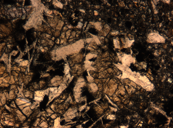 Thin Section Photograph of Apollo 17 Sample 72275,136 in Plane-Polarized Light at 5x Magnification and 1.4 mm Field of View (View #25)
