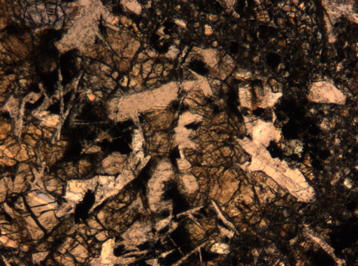 Thin Section Photograph of Apollo 17 Sample 72275,136 in Plane-Polarized Light at 5x Magnification and 1.4 mm Field of View (View #26)