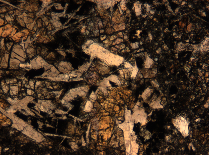 Thin Section Photograph of Apollo 17 Sample 72275,136 in Plane-Polarized Light at 5x Magnification and 1.4 mm Field of View (View #35)