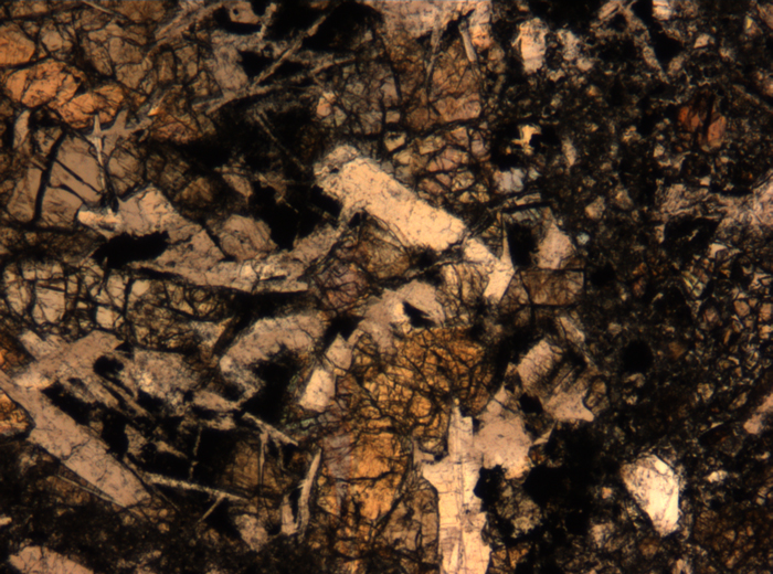 Thin Section Photograph of Apollo 17 Sample 72275,136 in Plane-Polarized Light at 5x Magnification and 1.4 mm Field of View (View #36)