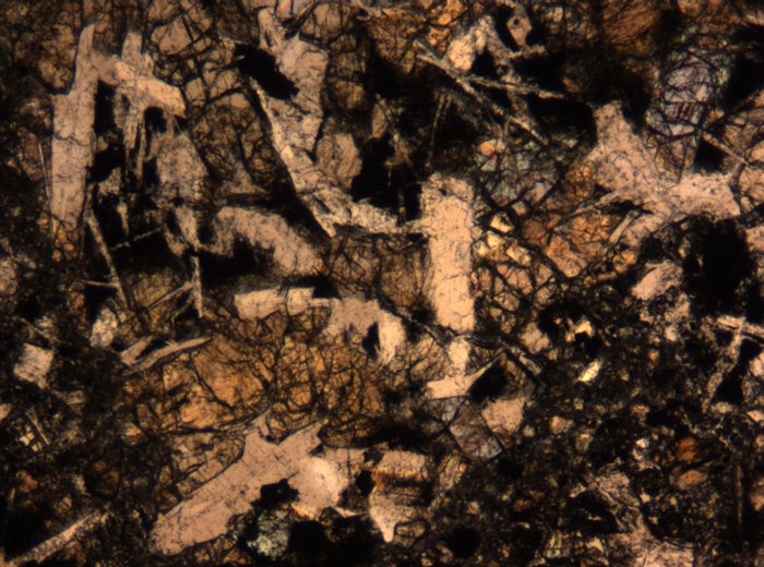 Thin Section Photograph of Apollo 17 Sample 72275,136 in Plane-Polarized Light at 5x Magnification and 1.4 mm Field of View (View #47)