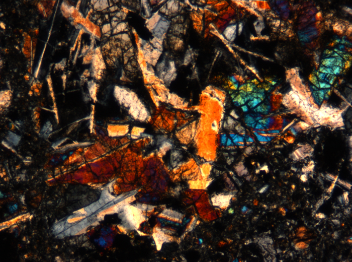 Thin Section Photograph of Apollo 17 Sample 72275,136 in Cross-Polarized Light at 5x Magnification and 1.4 mm Field of View (View #49)
