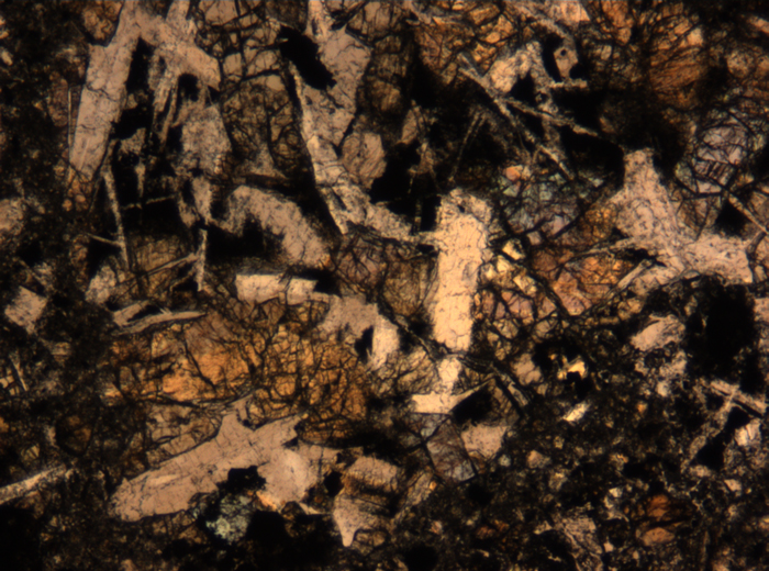 Thin Section Photograph of Apollo 17 Sample 72275,136 in Plane-Polarized Light at 5x Magnification and 1.4 mm Field of View (View #49)