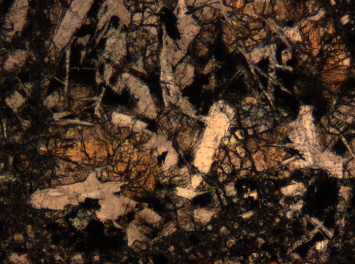 Thin Section Photograph of Apollo 17 Sample 72275,136 in Plane-Polarized Light at 5x Magnification and 1.4 mm Field of View (View #52)
