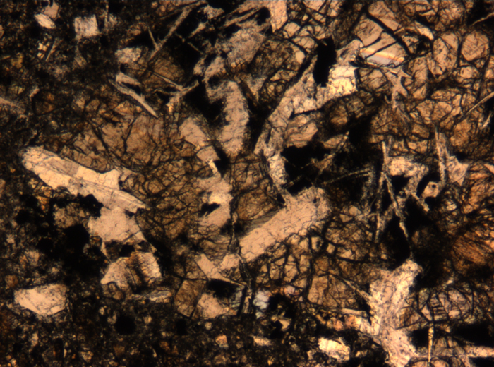 Thin Section Photograph of Apollo 17 Sample 72275,136 in Plane-Polarized Light at 5x Magnification and 1.4 mm Field of View (View #59)
