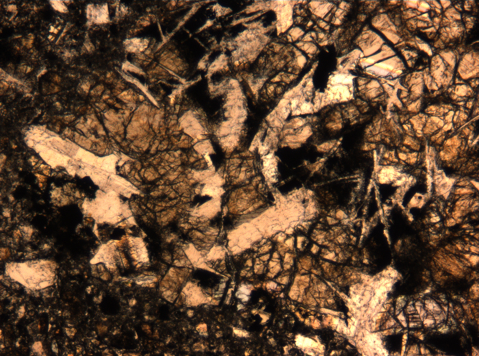 Thin Section Photograph of Apollo 17 Sample 72275,136 in Plane-Polarized Light at 5x Magnification and 1.4 mm Field of View (View #60)