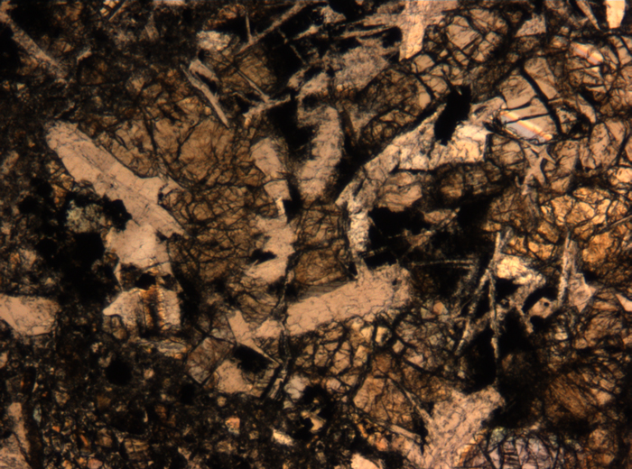 Thin Section Photograph of Apollo 17 Sample 72275,136 in Plane-Polarized Light at 5x Magnification and 1.4 mm Field of View (View #62)