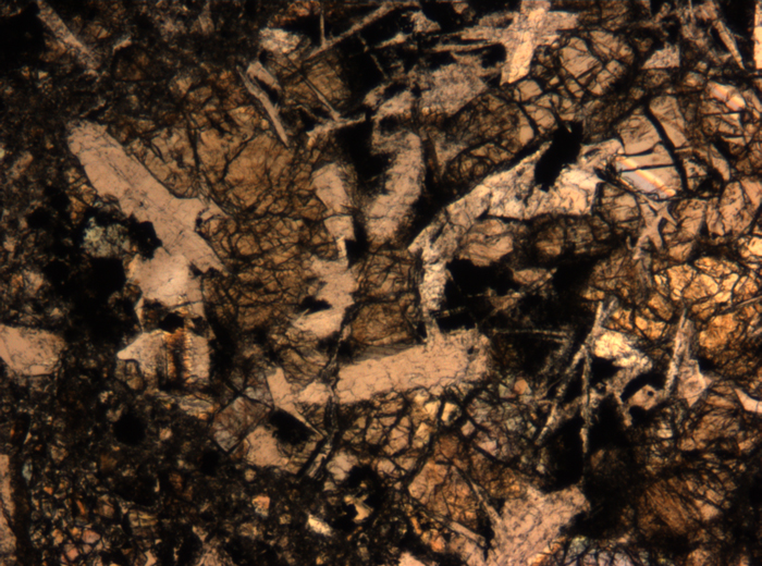 Thin Section Photograph of Apollo 17 Sample 72275,136 in Plane-Polarized Light at 5x Magnification and 1.4 mm Field of View (View #63)