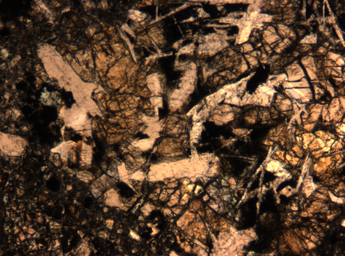 Thin Section Photograph of Apollo 17 Sample 72275,136 in Plane-Polarized Light at 5x Magnification and 1.4 mm Field of View (View #64)