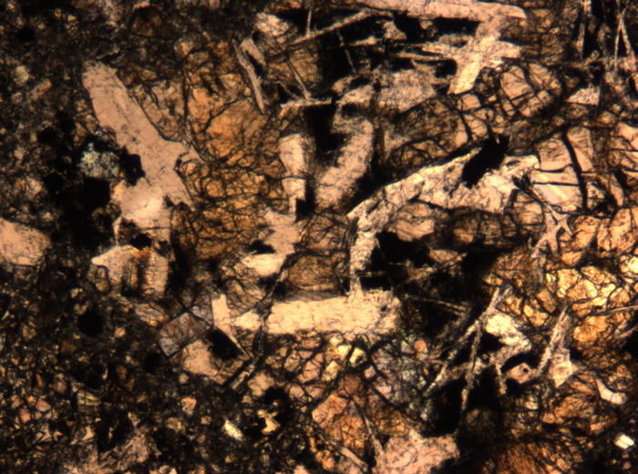 Thin Section Photograph of Apollo 17 Sample 72275,136 in Plane-Polarized Light at 5x Magnification and 1.4 mm Field of View (View #65)