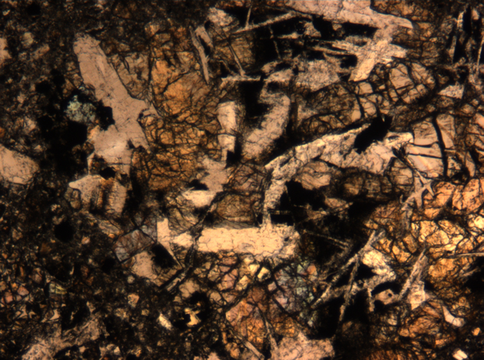 Thin Section Photograph of Apollo 17 Sample 72275,136 in Plane-Polarized Light at 5x Magnification and 1.4 mm Field of View (View #66)
