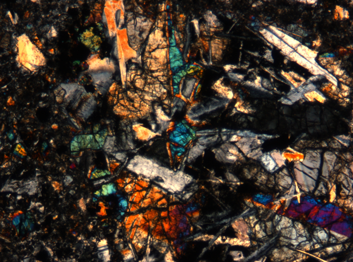 Thin Section Photograph of Apollo 17 Sample 72275,136 in Cross-Polarized Light at 5x Magnification and 1.4 mm Field of View (View #71)