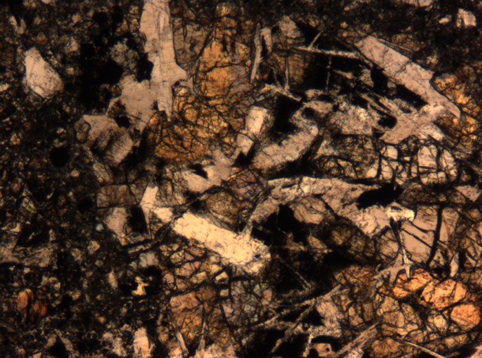 Thin Section Photograph of Apollo 17 Sample 72275,136 in Plane-Polarized Light at 5x Magnification and 1.4 mm Field of View (View #71)