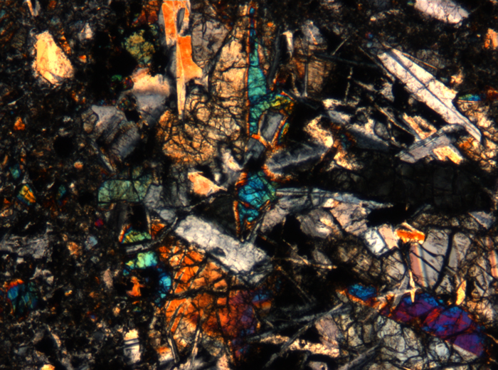 Thin Section Photograph of Apollo 17 Sample 72275,136 in Cross-Polarized Light at 5x Magnification and 1.4 mm Field of View (View #72)