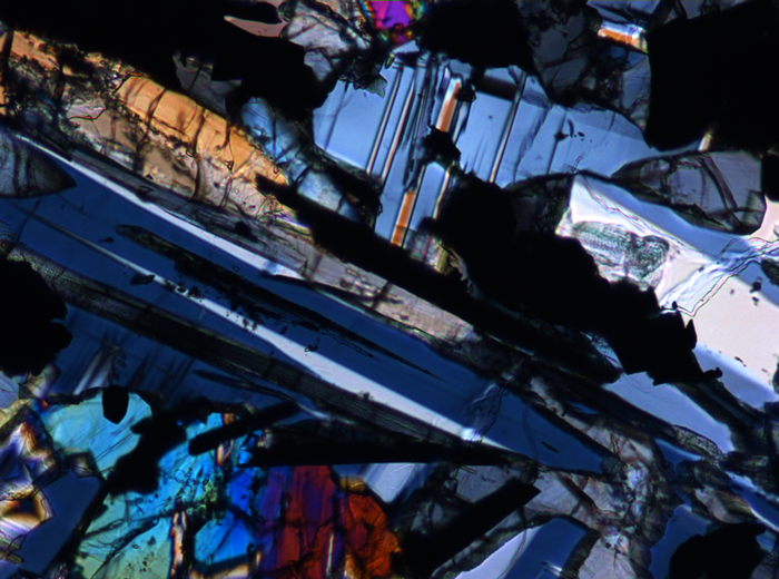 Thin Section Photograph of Apollo 17 Sample 74255,62 in Cross-Polarized Light at 10x Magnification and 1.15 mm Field of View (View #4)