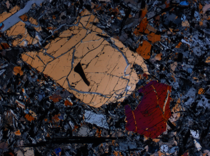 Thin Section Photograph of Apollo 17 Sample 74275,95 in Cross-Polarized Light at 2.5x Magnification and 2.85 mm Field of View (View #1)