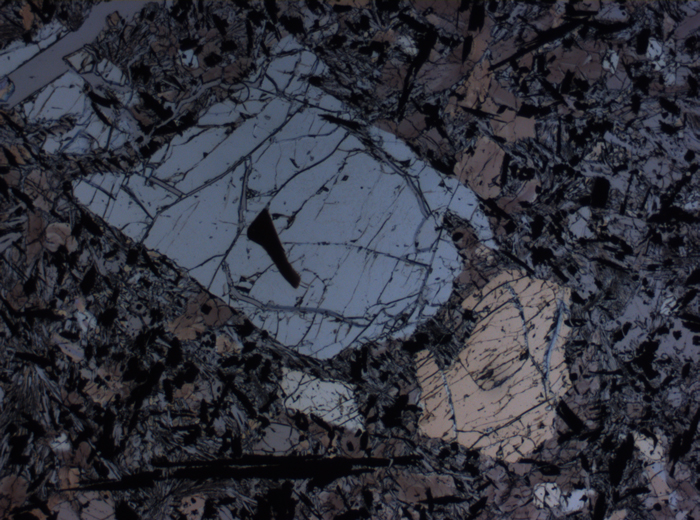 Thin Section Photograph of Apollo 17 Sample 74275,95 in Plane-Polarized Light at 2.5x Magnification and 2.85 mm Field of View (View #1)