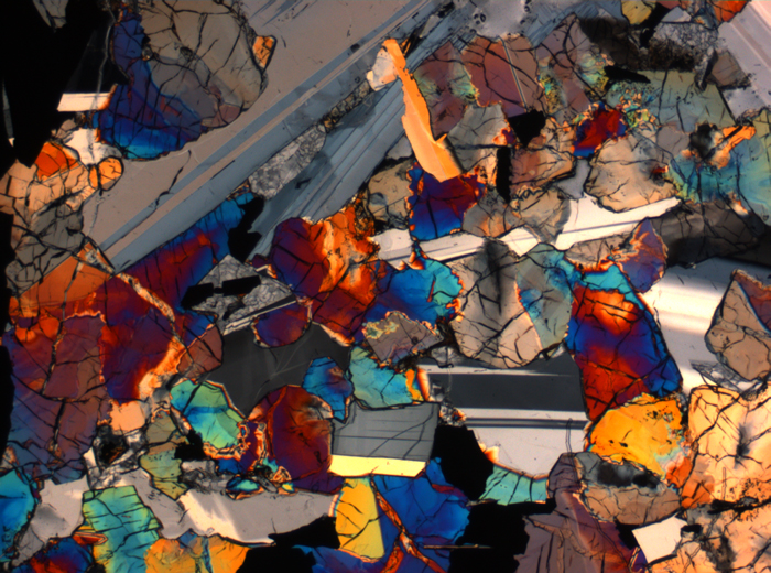 Thin Section Photograph of Apollo 17 Sample 75015,26 in Cross-Polarized Light at 2.5x Magnification and 2.85 mm Field of View (View #7)