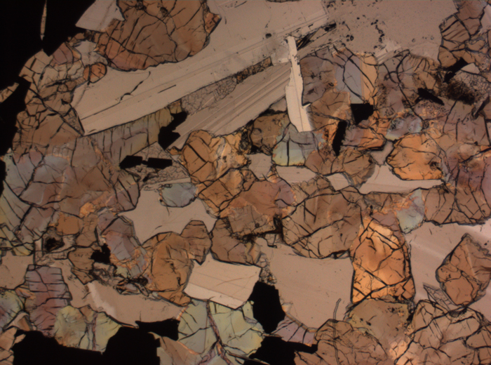 Thin Section Photograph of Apollo 17 Sample 75015,26 in Plane-Polarized Light at 2.5x Magnification and 2.85 mm Field of View (View #10)