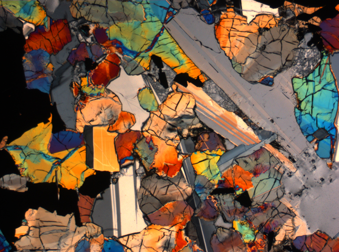 Thin Section Photograph of Apollo 17 Sample 75015,26 in Cross-Polarized Light at 2.5x Magnification and 2.85 mm Field of View (View #24)
