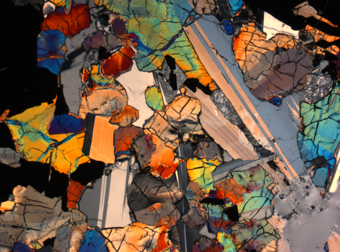 Thin Section Photograph of Apollo 17 Sample 75015,26 in Cross-Polarized Light at 2.5x Magnification and 2.85 mm Field of View (View #26)