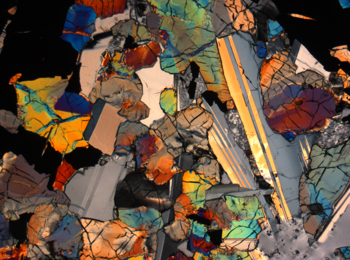 Thin Section Photograph of Apollo 17 Sample 75015,26 in Cross-Polarized Light at 2.5x Magnification and 2.85 mm Field of View (View #29)