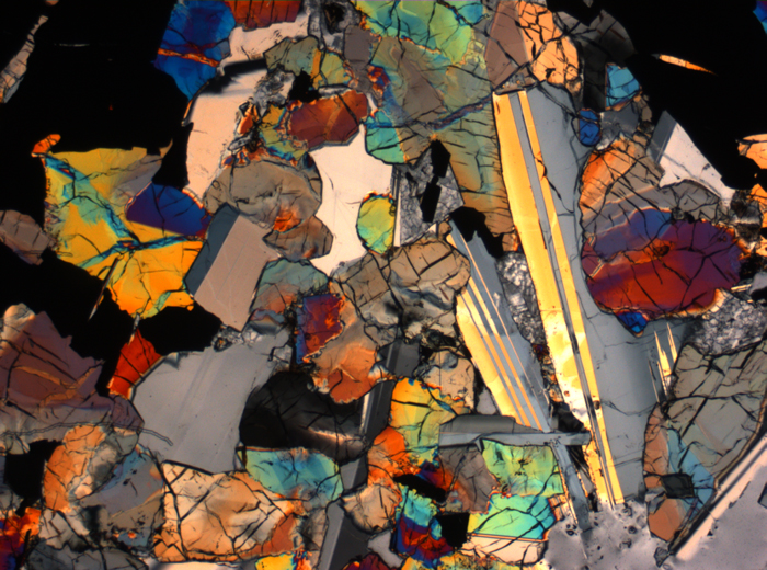 Thin Section Photograph of Apollo 17 Sample 75015,26 in Cross-Polarized Light at 2.5x Magnification and 2.85 mm Field of View (View #30)