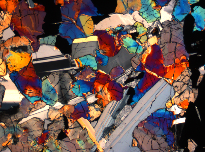 Thin Section Photograph of Apollo 17 Sample 75015,26 in Cross-Polarized Light at 2.5x Magnification and 2.85 mm Field of View (View #41)