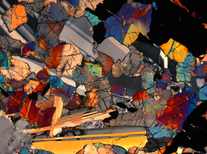 Thin Section Photograph of Apollo 17 Sample 75015,26 in Cross-Polarized Light at 2.5x Magnification and 2.85 mm Field of View (View #50)